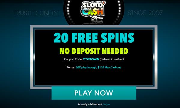 Sloto Cash Casino no deposit bonus
